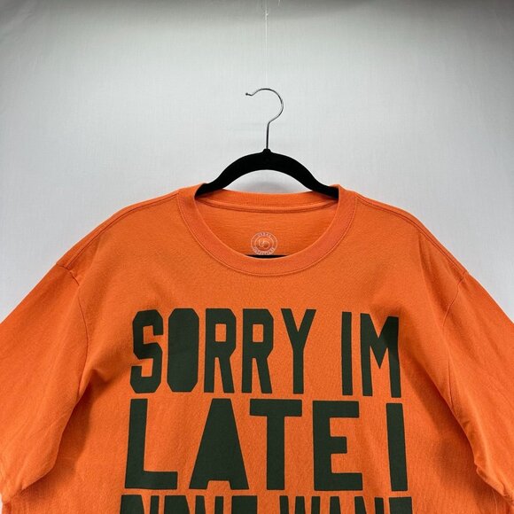 Urban Outfitters Sorry I’m Late Oversized T-Shirt Womens M Short Sleeve Orange - Picture 4 of 15